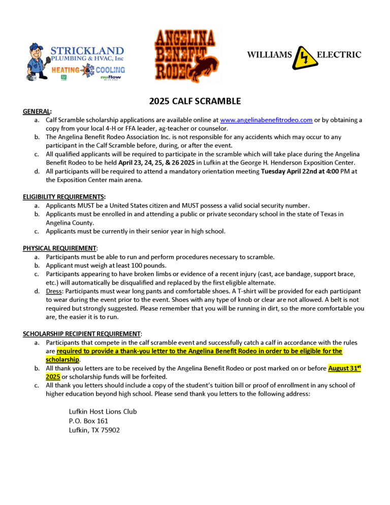 Calf Scramble 2025 – Angelina Benefit Rodeo